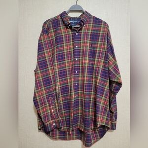 Mens vintage Ralph Lauren plaid button up dress shirt XL